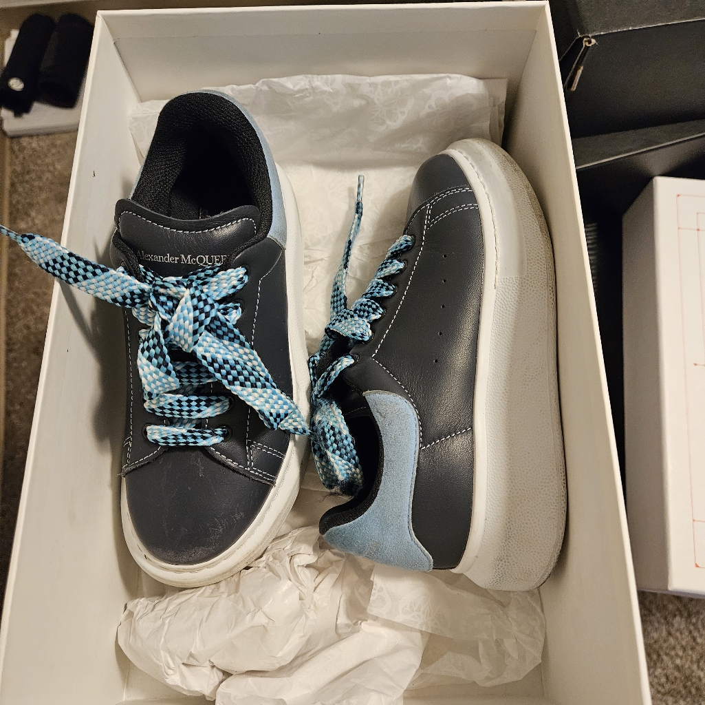 Alexander Mcqueen Black And Light Blue Kids Sneakers